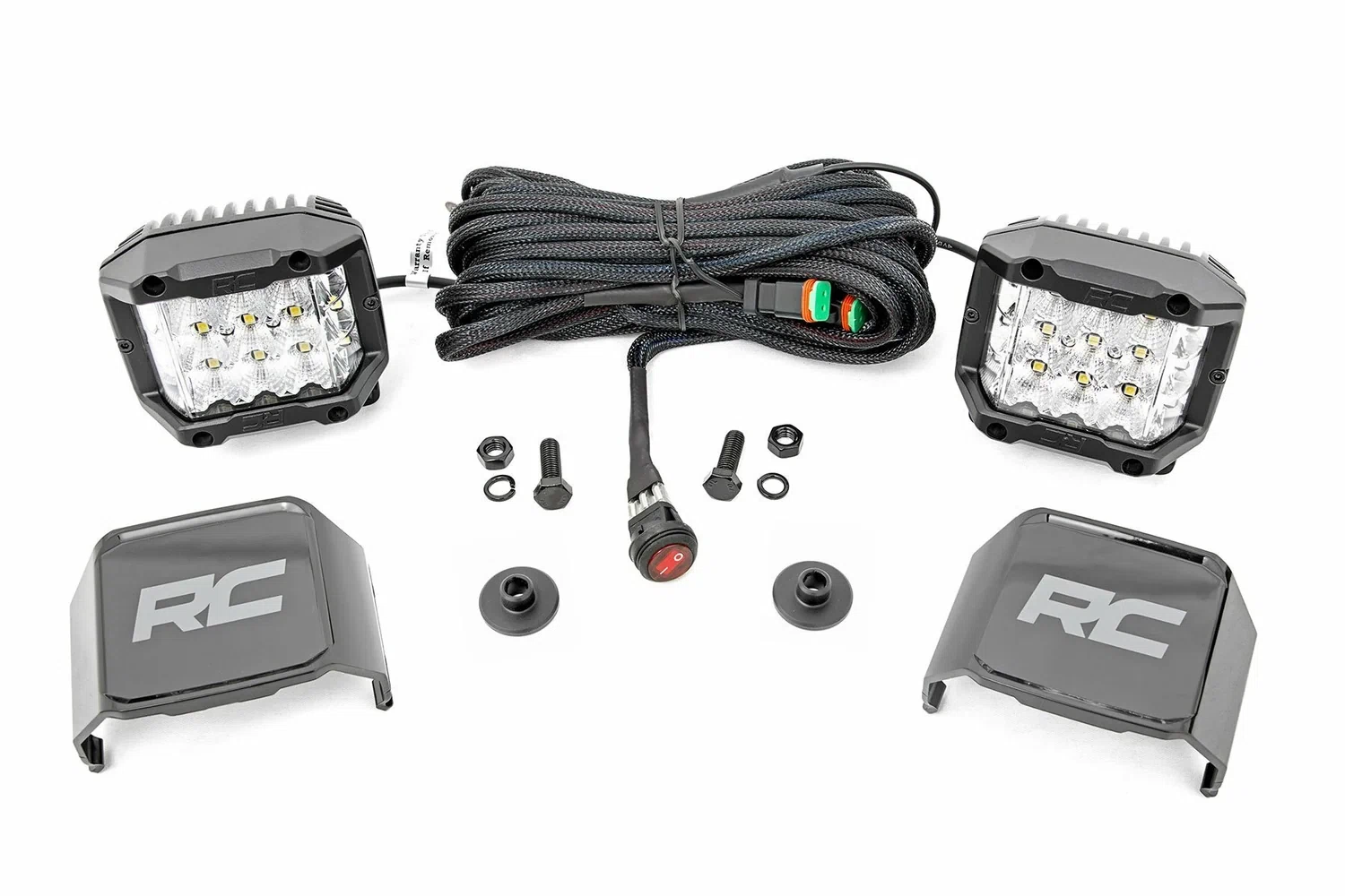 Fits Ford Bronco 4WD (21-24) LED Light Kit Ditch Mount 2_ Chrome Pair Wide 71050